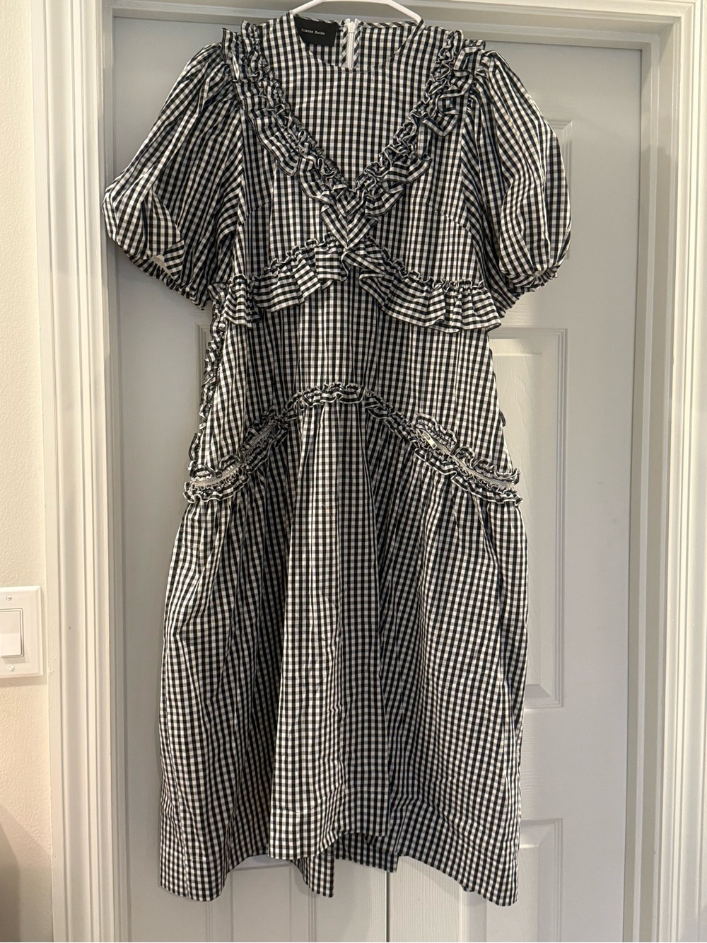 Simone Rocha Ruffled Gingham Poplin Midi Dress - Picture 3 of 4